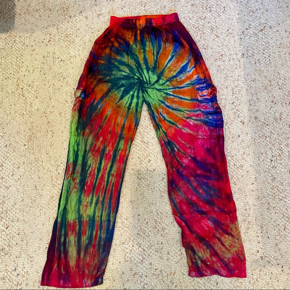 Vintage Tie Dye Festival Pants with Pockets